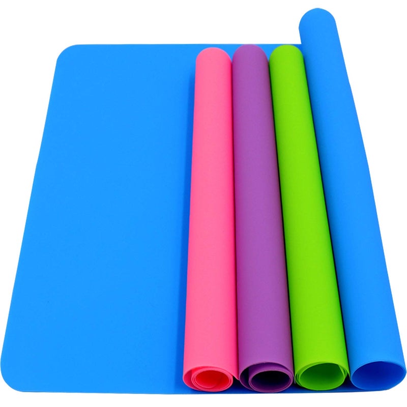 HiGift 4 Pack Silicone Mats for Crafts, Silicone Sheet for Crafts Resin Jewelry Casting Mat Pad, Waterproof Nonstick Heat-Resistant, Blue, Pink, Purple, Green (15.7'' x 11.8'' & 11.6'' x 8.3'') - Image 1